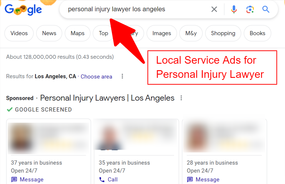 local service ad for personals injury lawyer